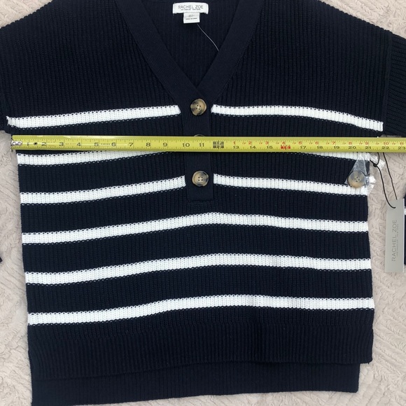 NEW Rachel Zoe Navy White Striped Knit Pullover Sweater - Picture 14 of 14